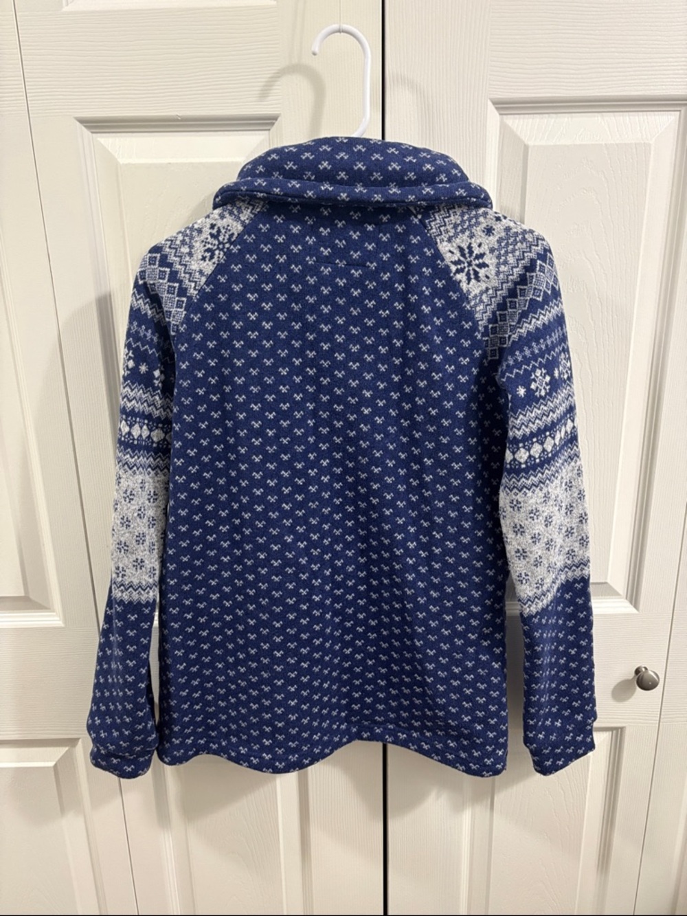 Roots Blue and White Fair Isle Cowl Neck Sweater - Picture 2 of 3
